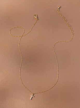 18K Gold Dipped Cross Charm Necklace - ARULA