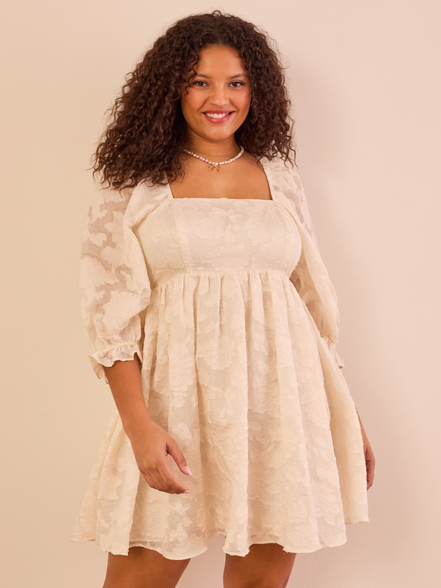 Rae Jacquard Babydoll Dress Detail 2 - ARULA