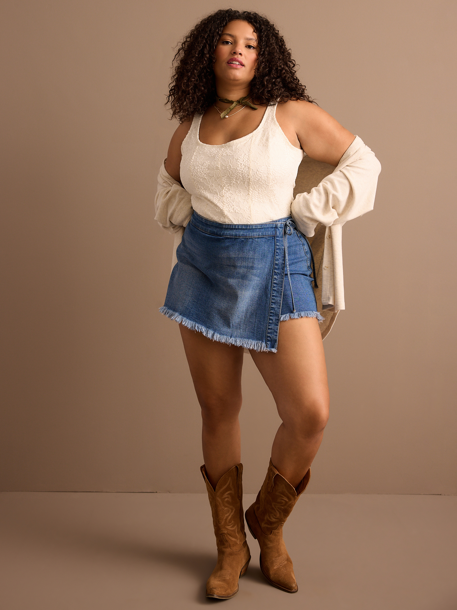 Plus size denim skort cheap