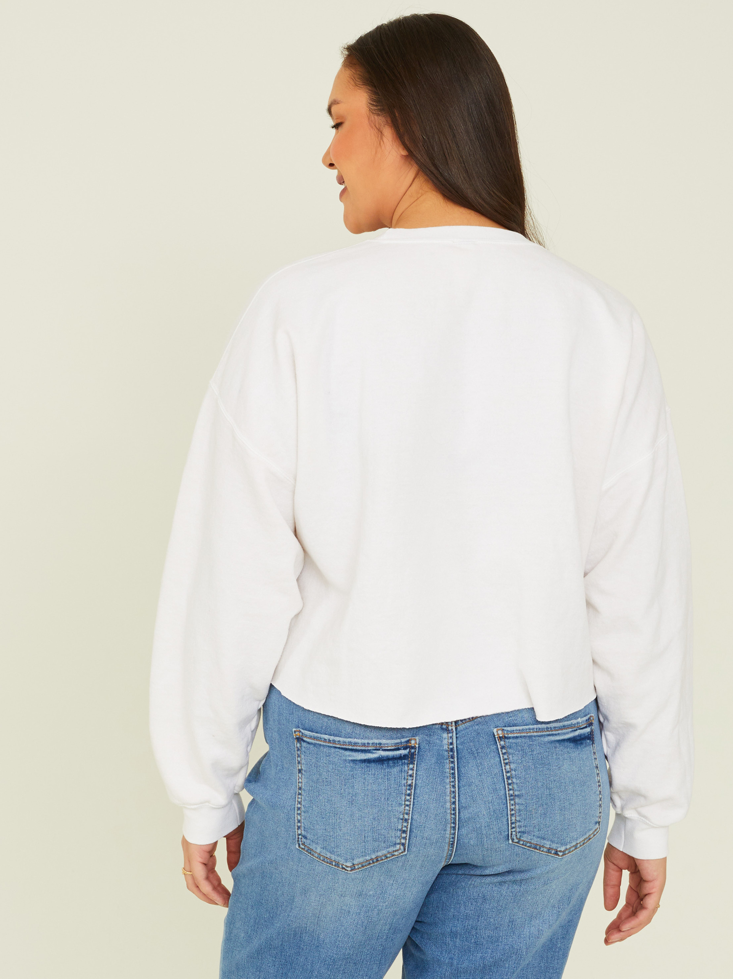 Nashville Cropped Fleece Sweatshirt in Cream Arula