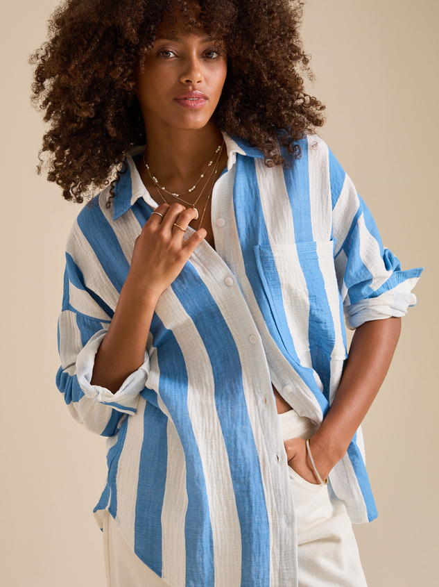 Emilie Long Sleeve Linen Top Detail 3 - ARULA