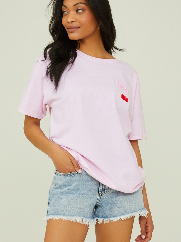 Cherry Bow Graphic Tee Detail 3 - ARULA