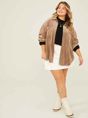 Poppy Ribbed Velour Shacket - ARULA