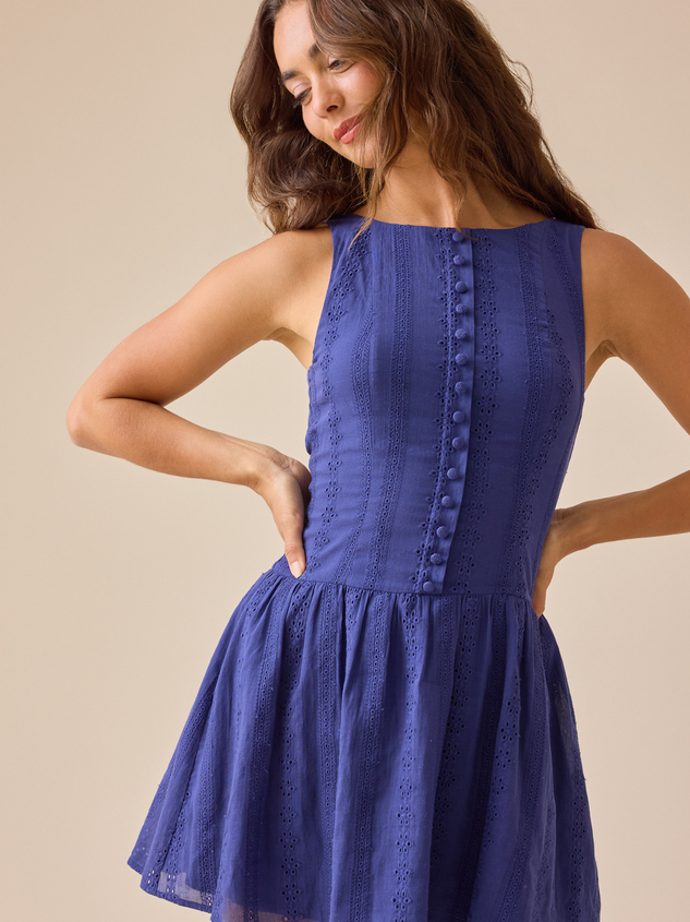 Layla Eyelet Mini Dress Detail 4 - ARULA