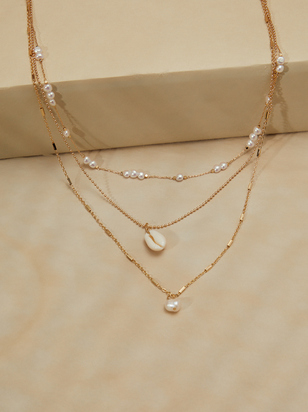 Layered Pearl & Shell Necklace - ARULA