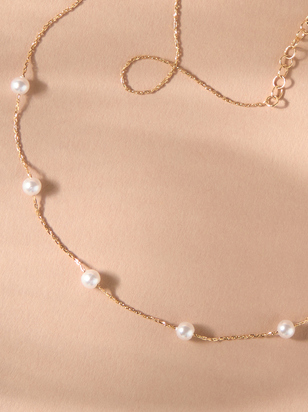18k Gold Pearl Charm Necklace - ARULA