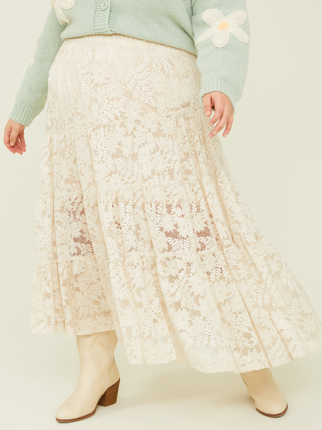 Harper Lace Tiered Maxi Skirt Detail 2 - ARULA