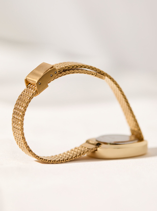 Oval Face Gold Woven Watch - ARULA