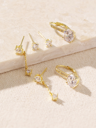 Gold CZ Drop Earring Pack - ARULA - 