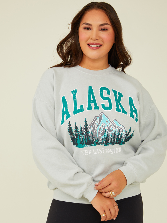 Alaska Mountains Oversized Sweatshirt Detail 1 - ARULA