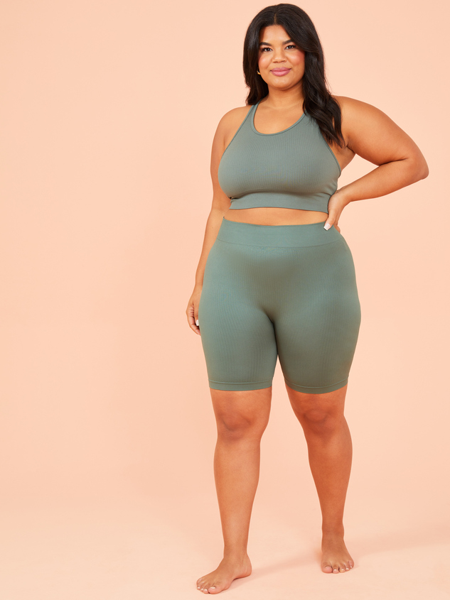 Seamless Ribbed Strappy Sports Bra Detail 5 - ARULA