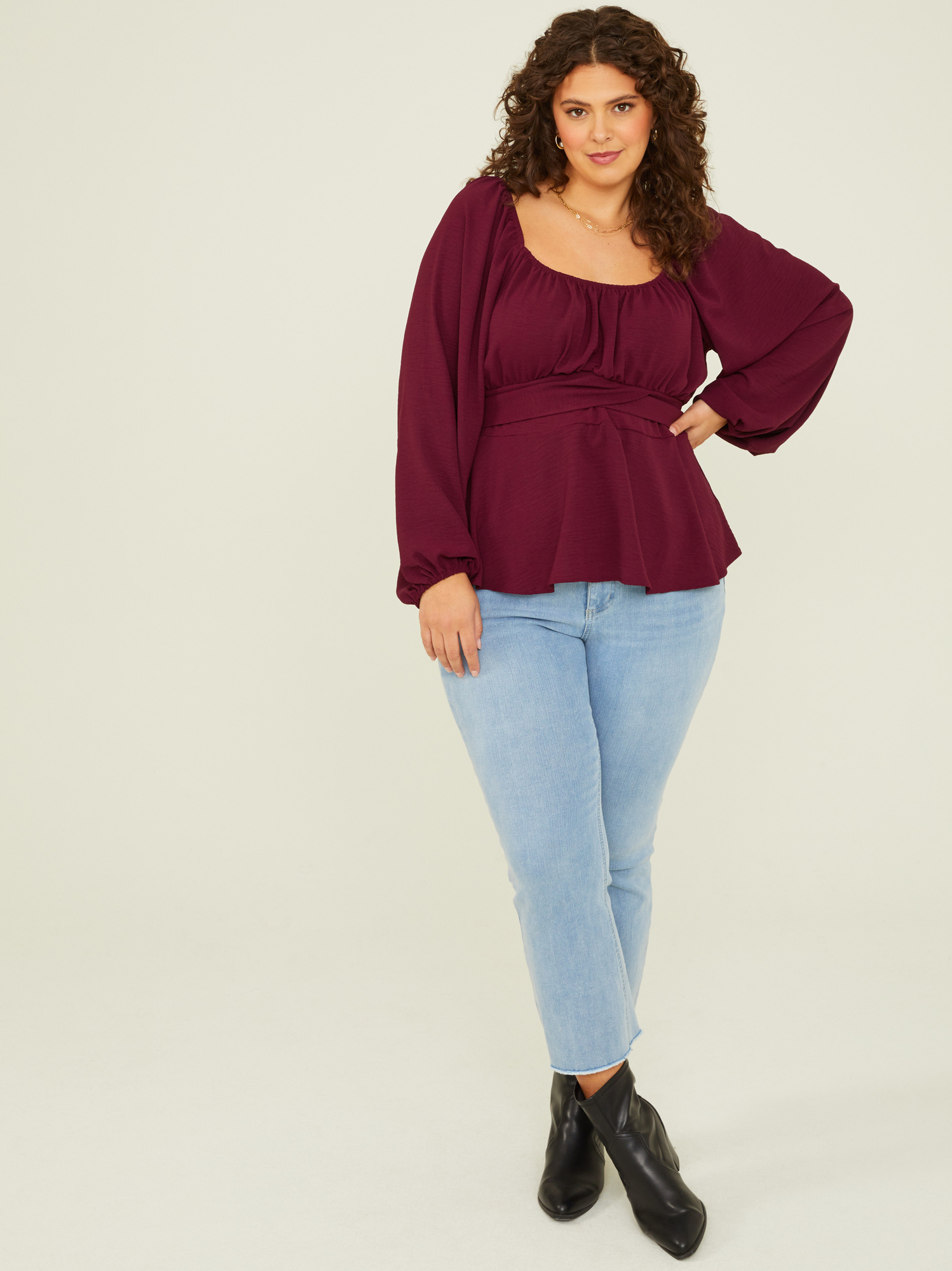 Burgundy cheap peplum top