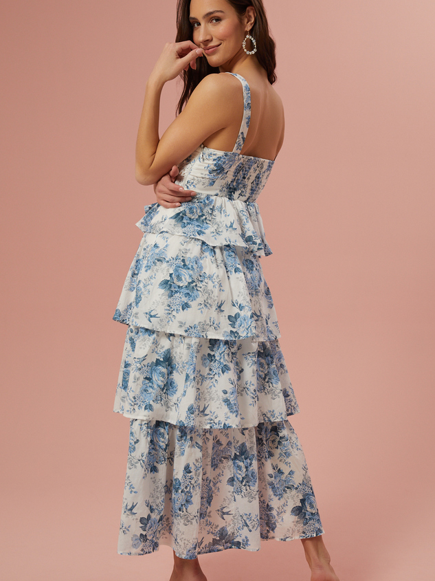 Cambri Floral Tiered Dress Detail 3 - ARULA