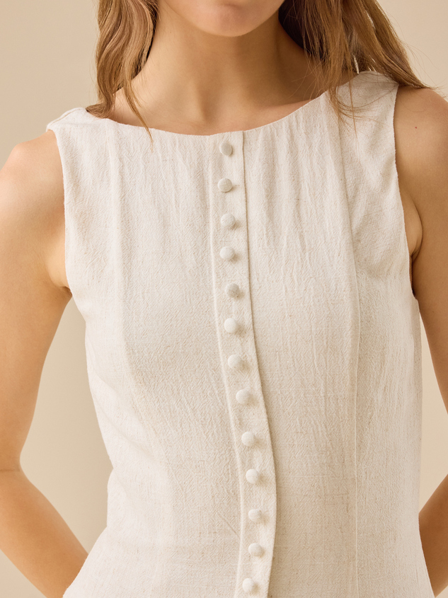 Layla Linen Mini Dress Detail 3 - ARULA