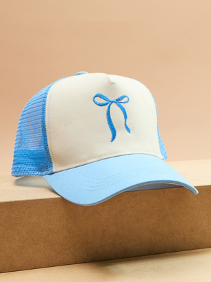 Embroidered Bow Trucker Hat - ARULA - 