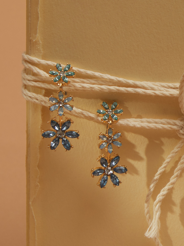 Crystal Flower Dangle Earrings Detail 2 - ARULA