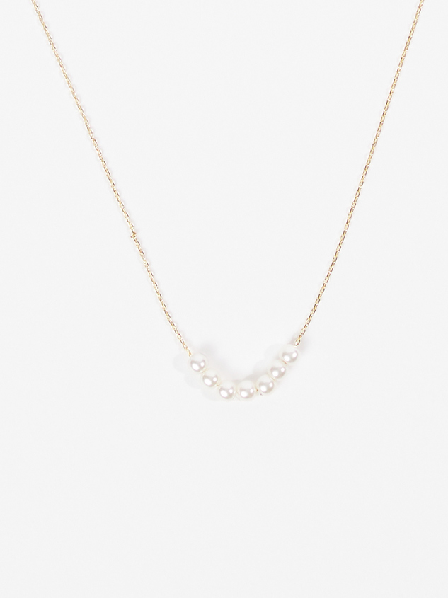 18K Gold Pearl Slider Necklace Detail 2 - ARULA