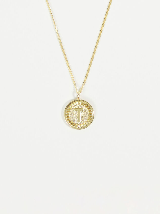 18k Gold Monogram Necklace - T Detail 1 - ARULA