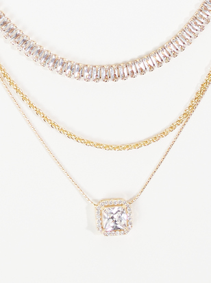 Three Layer Crystal Charm Necklace - ARULA