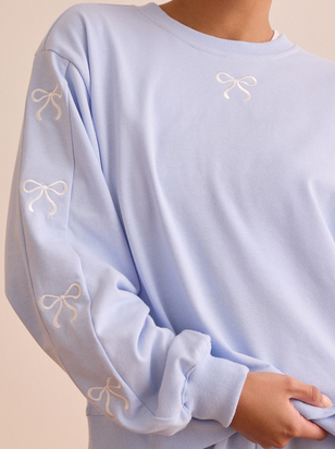 Release Embroidered Bow Crewneck - ARULA