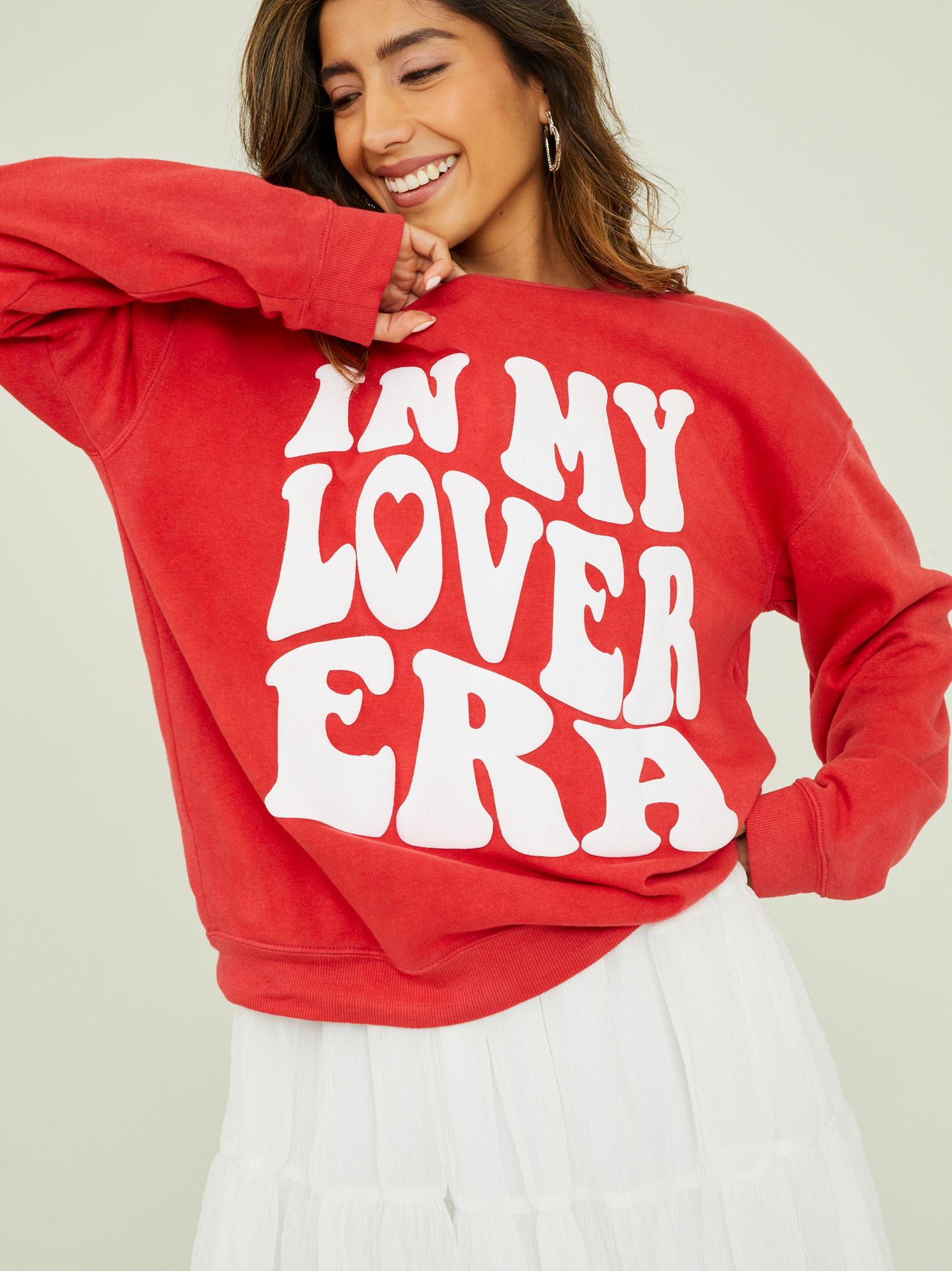 Bright red sweatshirt top