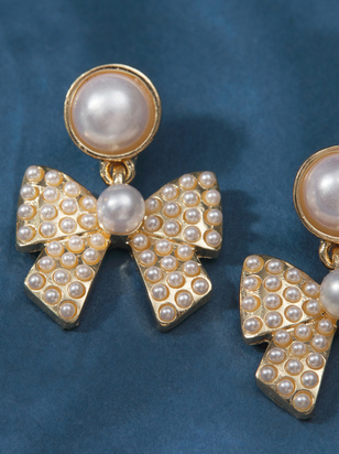 Pearly Bow Dangle Earring - ARULA