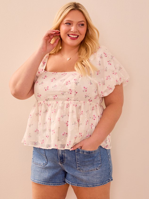 Samara Puff Sleeve Floral Babydoll Detail 2 - ARULA