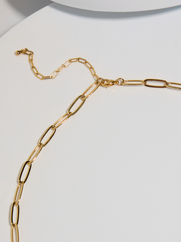 18K Gold Dipped Paperclip Chain Choker Necklace Detail 2 - ARULA