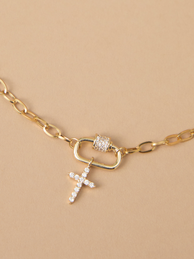 Stainless Steel Crystal Cross Chain Necklace - ARULA