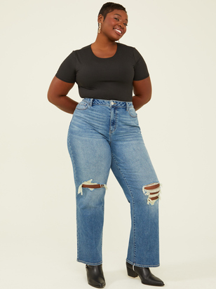Brynn Destructed Wide Leg Jeans - ARULA