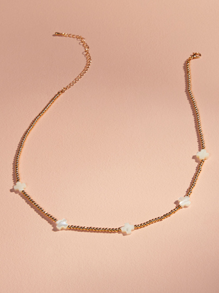 Pearl Cross Beaded Necklace - ARULA