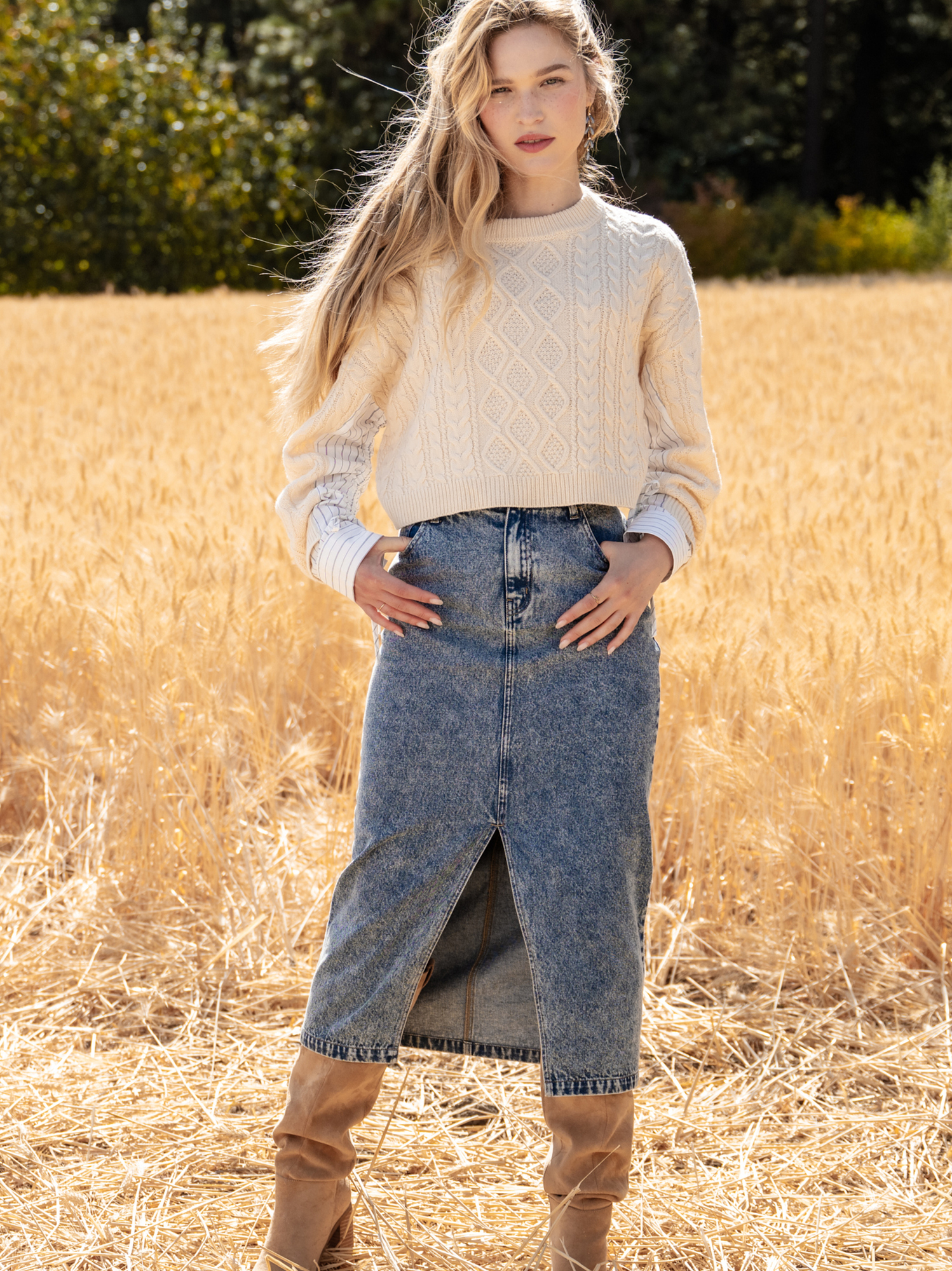 Midi jean hot sale skirt yellow