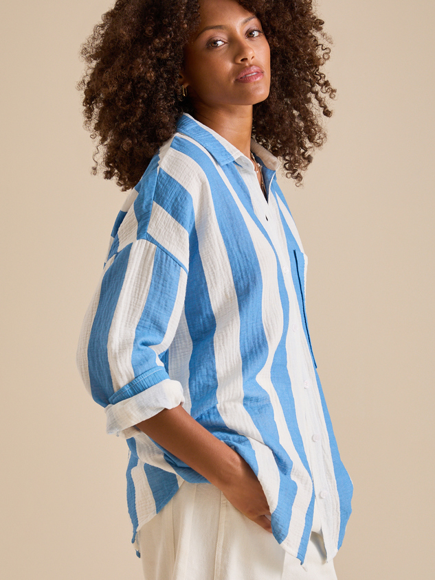 Emilie Long Sleeve Linen Top Detail 4 - ARULA