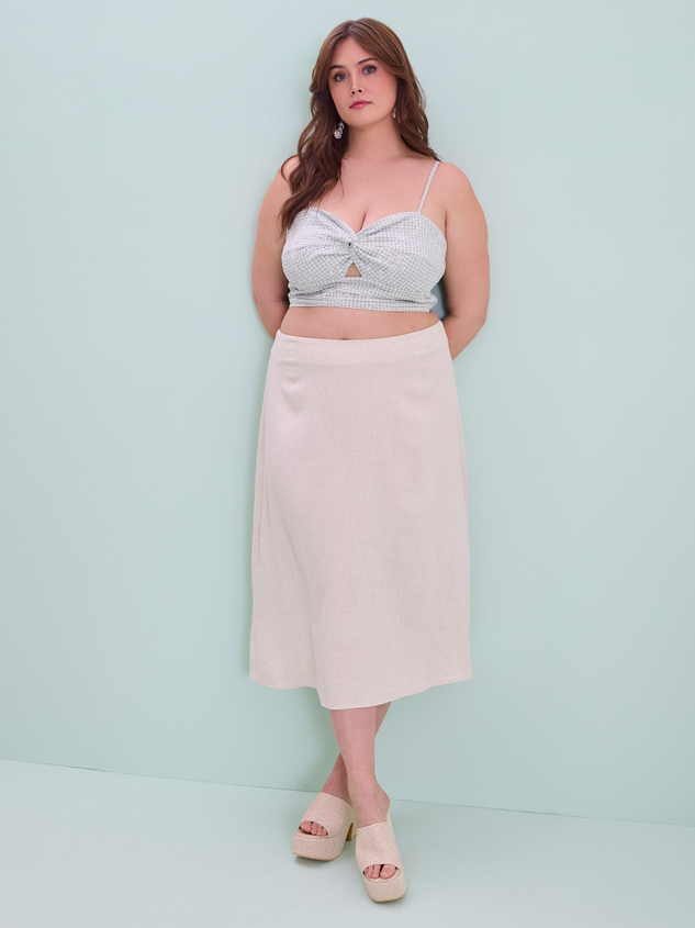 Ella Mae Linen Midi Skirt Detail 5 - ARULA