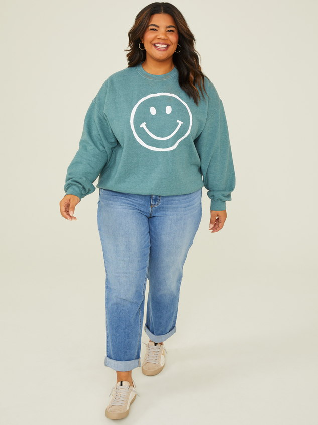 Smiley Oversized Sweatshirt Detail 2 - ARULA