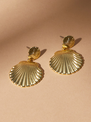 18K Gold Shell Dangle Earrings - ARULA