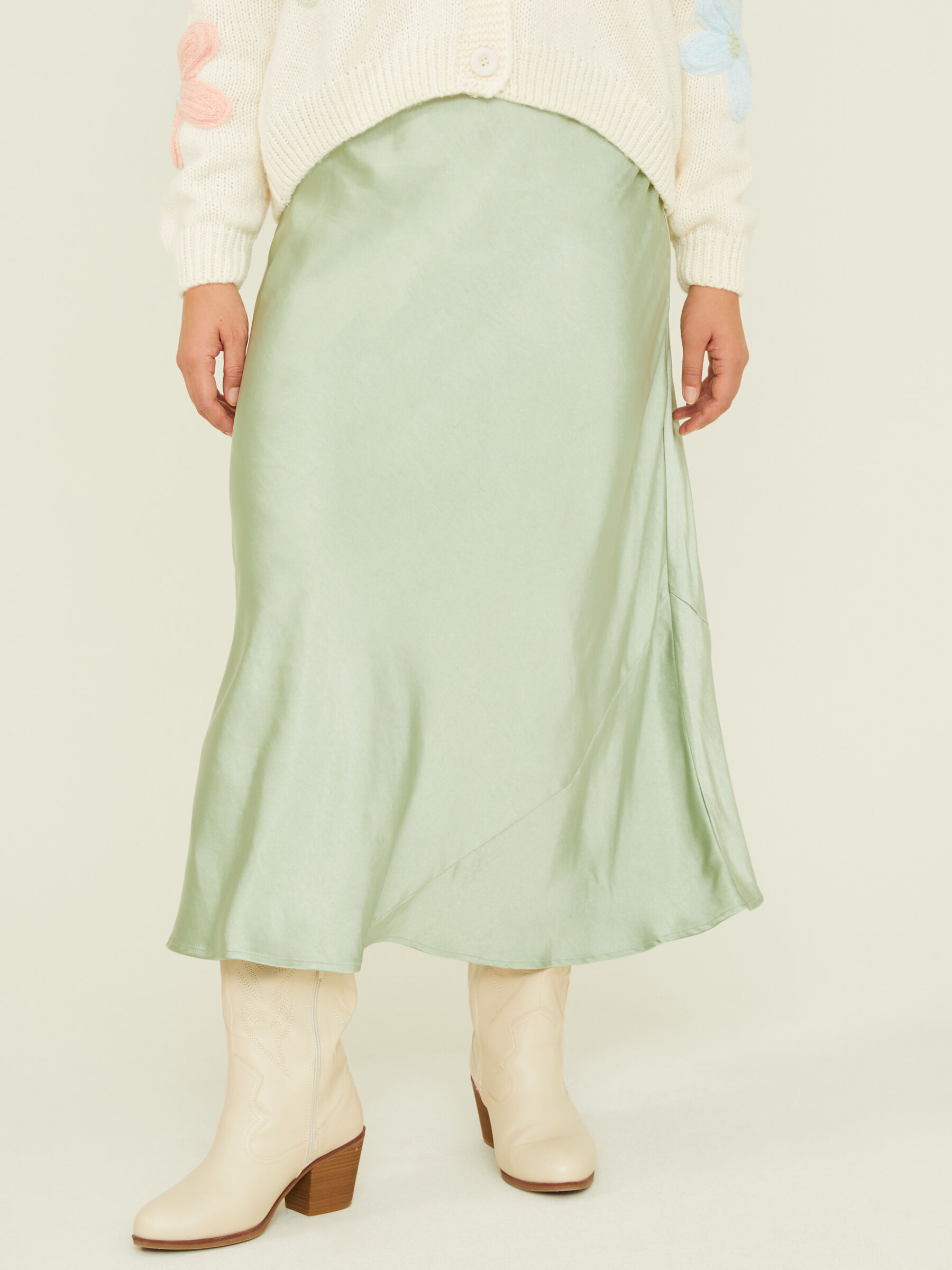 Isabella Satin Midi Skirt