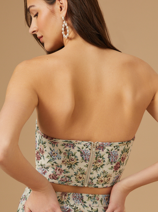 Floral Tapestry Corset Tube Top Detail 3 - ARULA