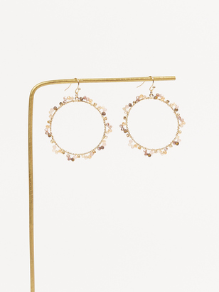 Open Circle Glass Bead Dangle Earrings - ARULA