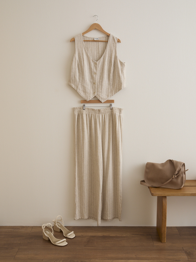 Brayden Stripe Linen Pant Detail 2 - ARULA