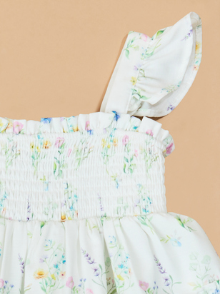 Ella May Floral Tiered Baby Dress and Bloomer Set - ARULA