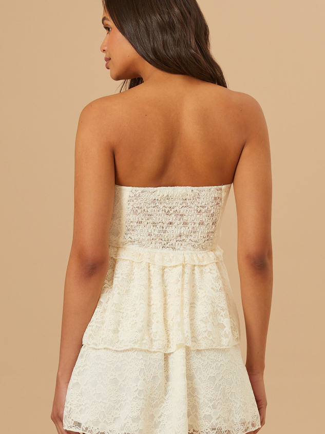 Marigold Lace Strapless Dress Detail 4 - ARULA