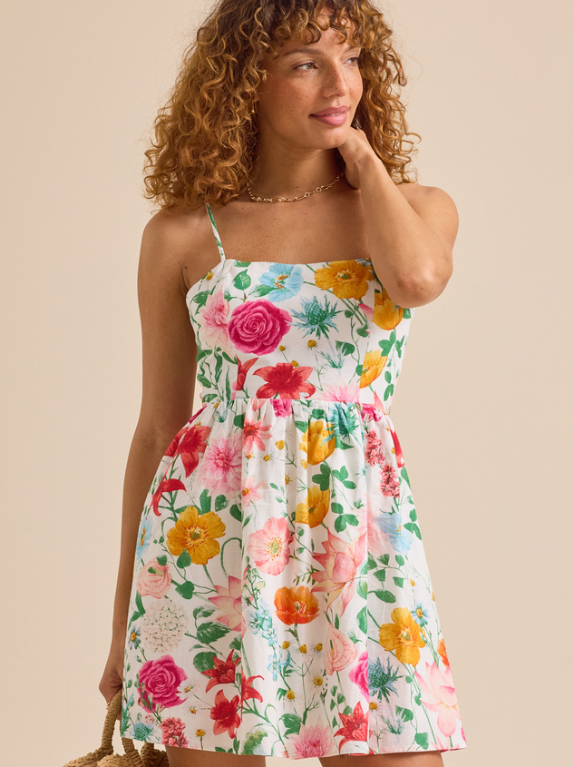 Rosette Floral Mini Dress Detail 3 - ARULA