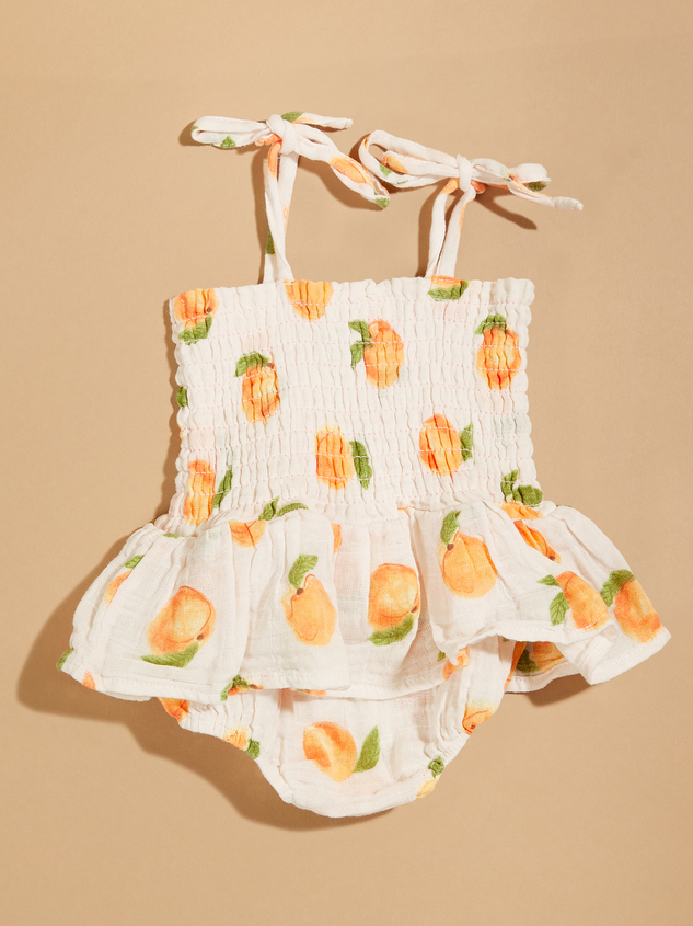 Sweet Peach Smocked Skirt Bubble Detail 3 - ARULA