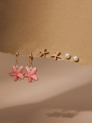 Floral Teardrop Dangle Earring Set - ARULA - 