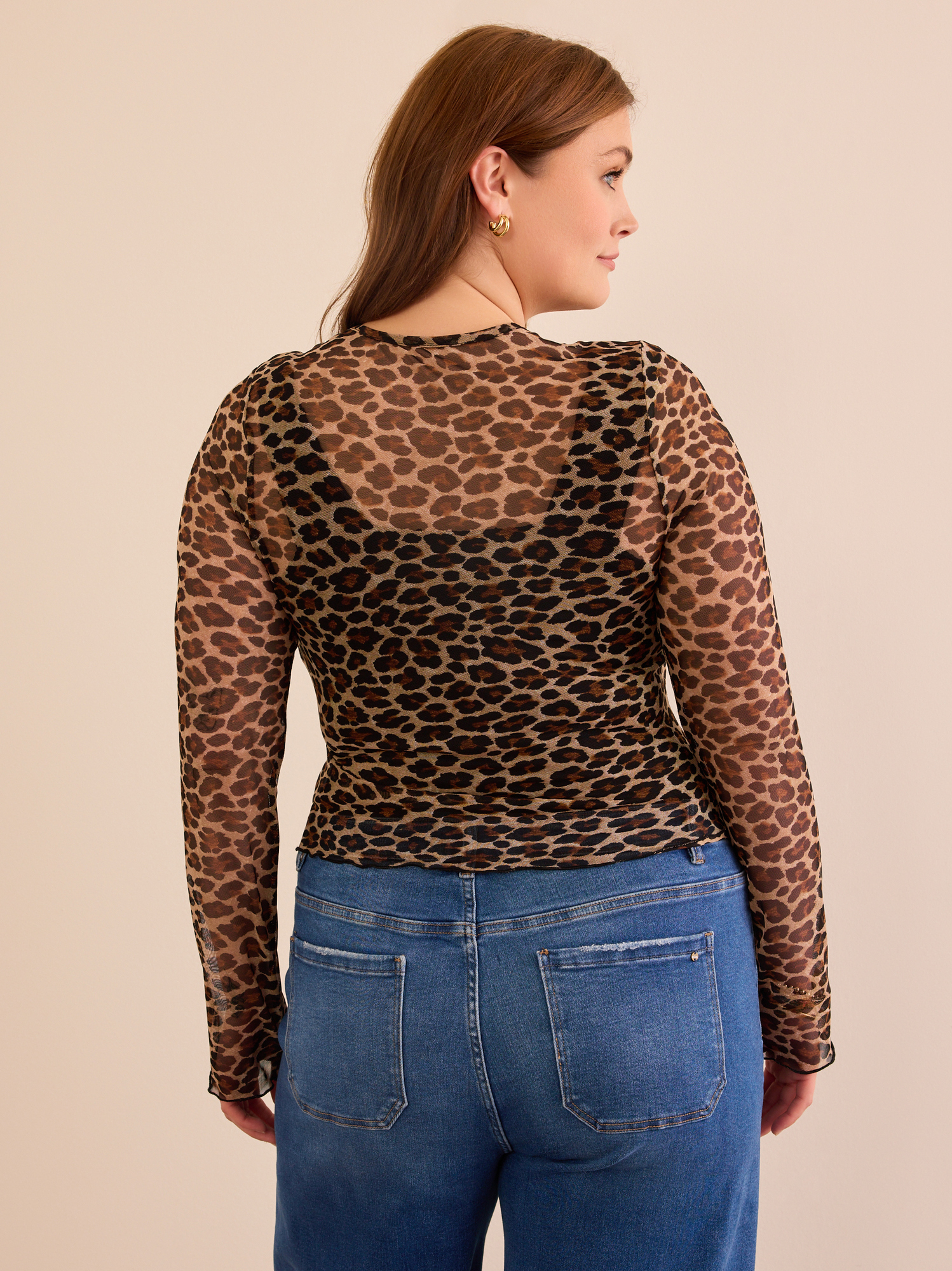 Calla Leopard Mesh Top in Brown | Arula