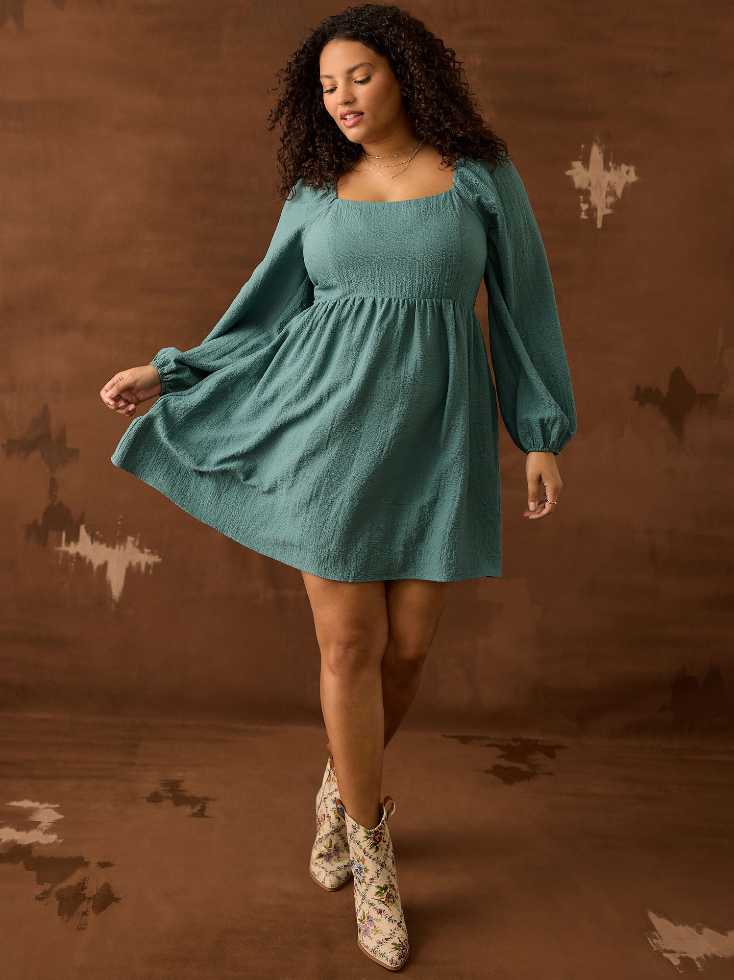 Meadow Babydoll Dress in Hunter Green Arula