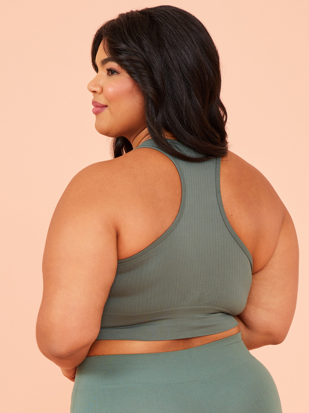 Seamless Ribbed Longline Sports Bra Detail 4 - ARULA