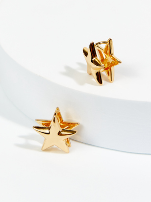 18k Gold Double Star Earrings - ARULA