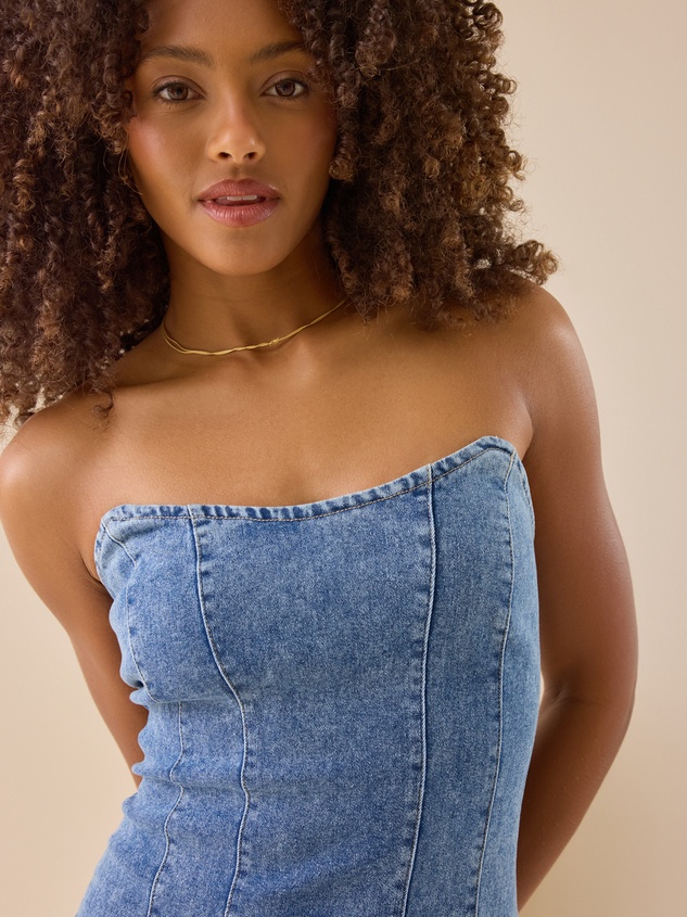Breena Denim Corset Dress Detail 3 - ARULA